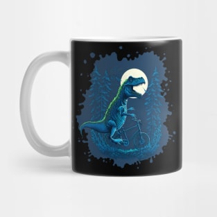 Dinosaur lover cyclist under the moon in forest Mug